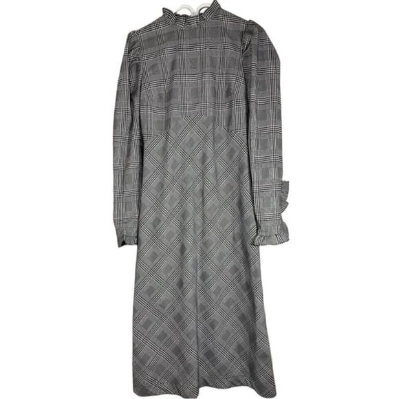 Shopbop En Saison Grey Plaid Long Sleeve Maxi Dress size S - Picture 1 of 7